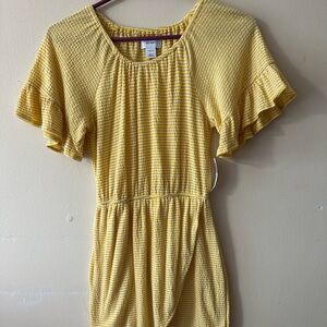 Old Navy Youth Yellow Gingham Ruffle Sleeve Dress